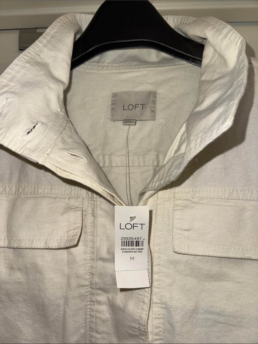 NWT LOFT Canvas Utility Jacket in White size Medium - Picture 4 of 6